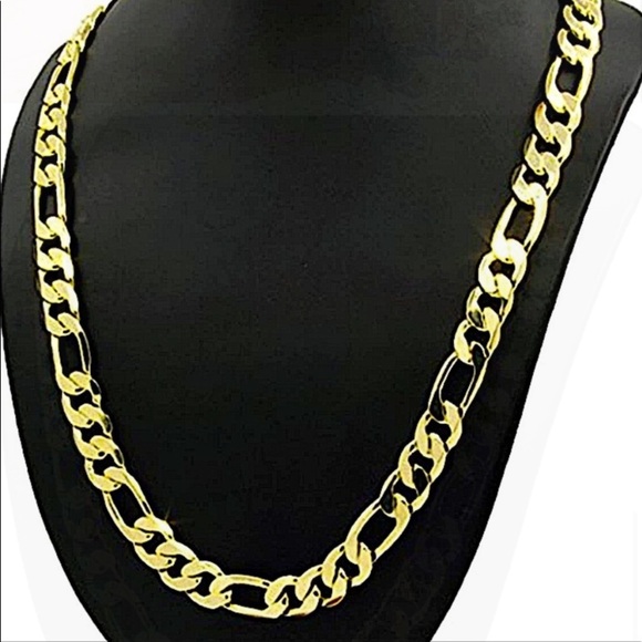 18K GOLD PLATED FIGARO NECKLACE BRACELET MATCHING SET - Picture 10 of 13